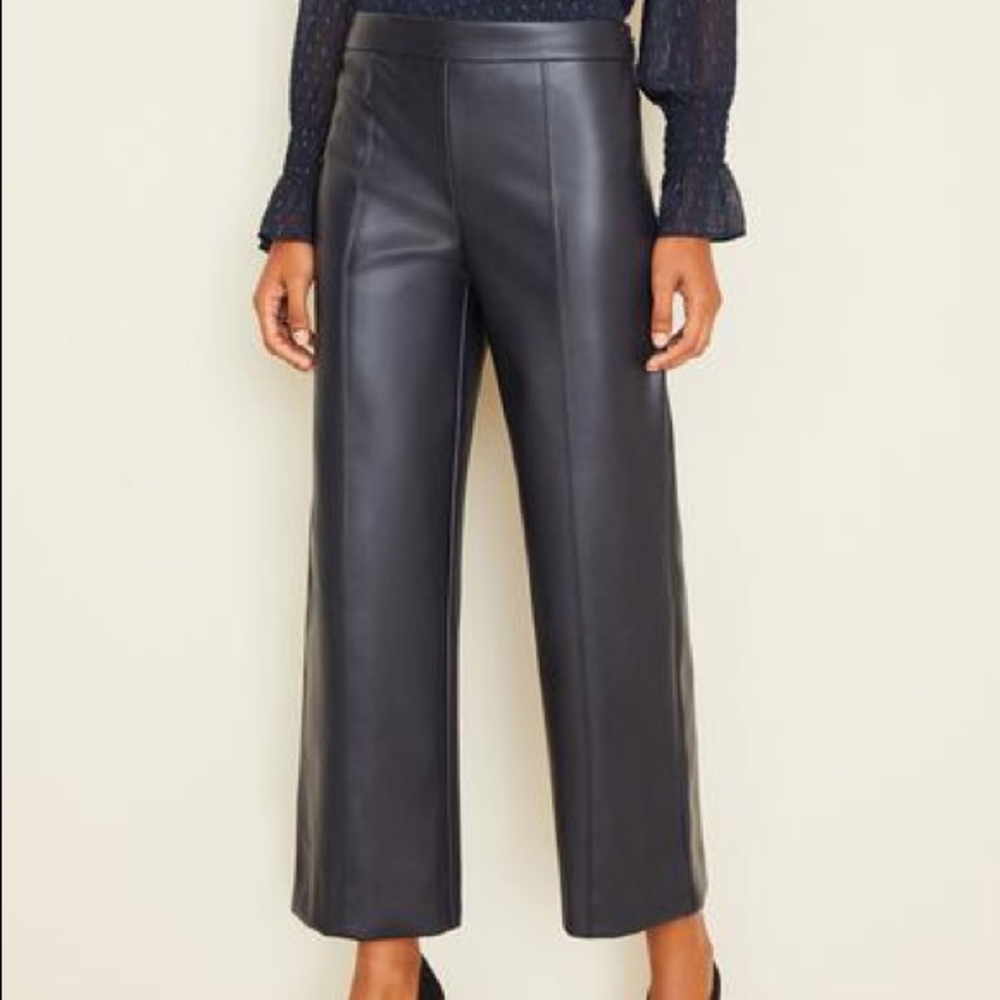 Ann Taylor Faux Leather Wide Leg Trousers.